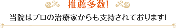 推薦多数!当院はプロの治療家からも支持されております!