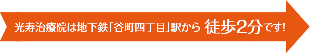 光寿治療院は地下鉄「谷町四丁目」駅から徒歩2分です!